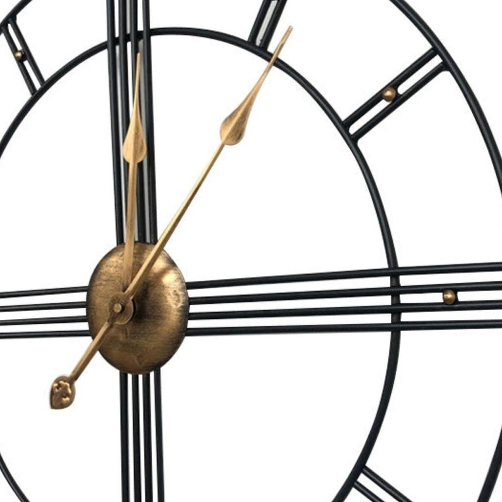 24" Beige Black And Brown Silent Analog Round Wall Clock HomeRoots