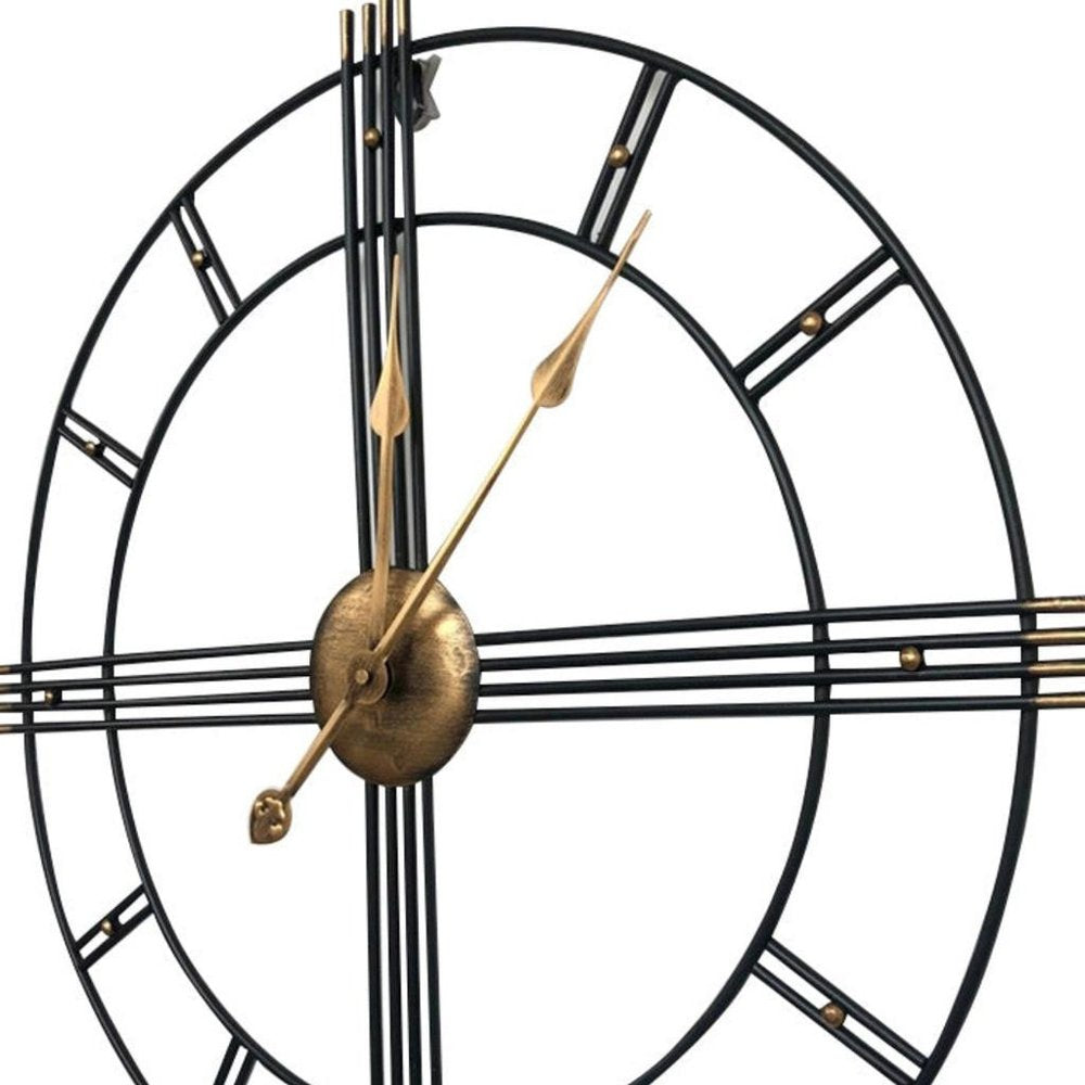 24" Beige Black And Brown Silent Analog Round Wall Clock HomeRoots