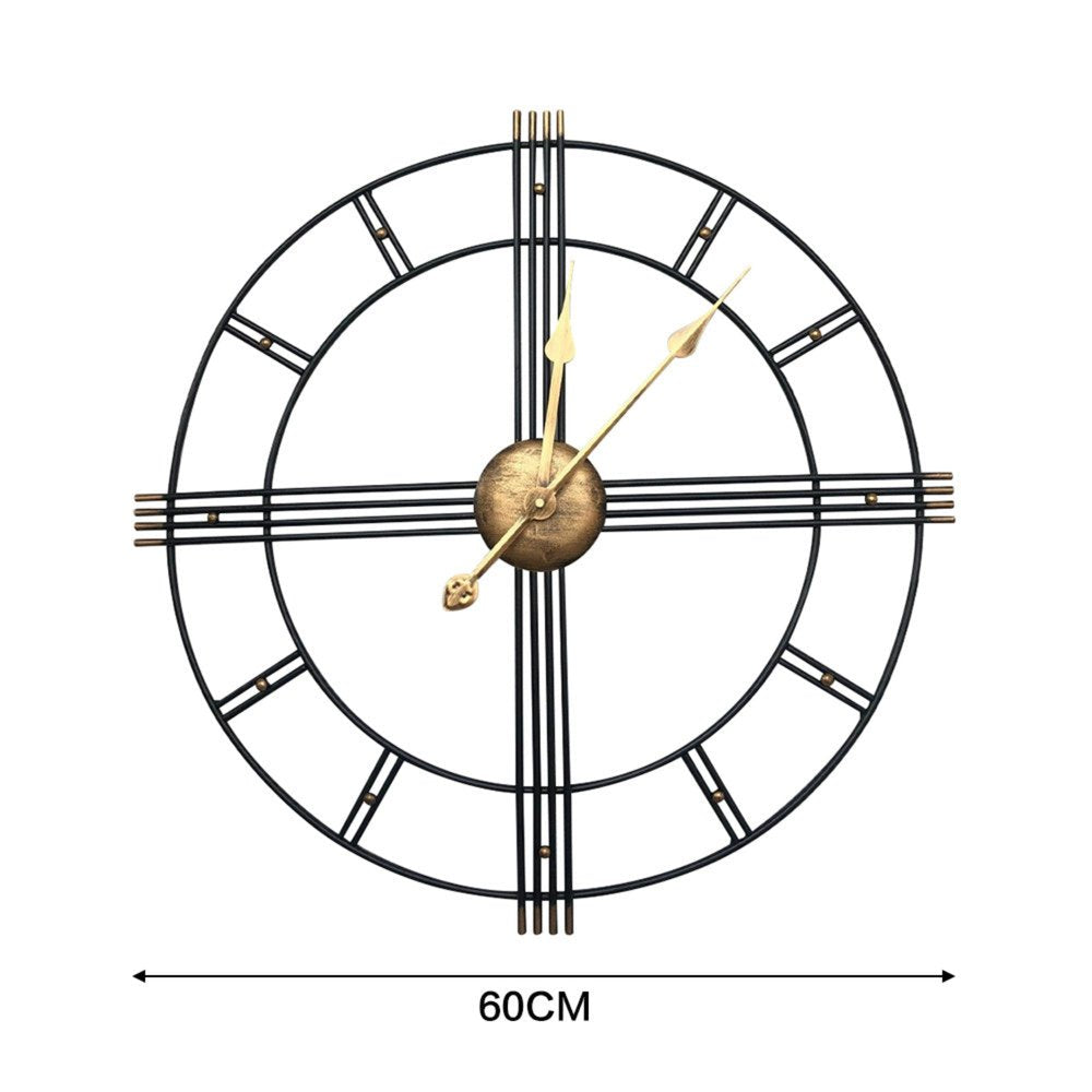 24" Beige Black And Brown Silent Analog Round Wall Clock HomeRoots