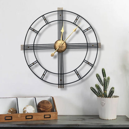 24" Beige Black And Brown Silent Analog Round Wall Clock HomeRoots