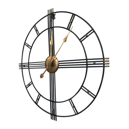24" Beige Black And Brown Silent Analog Round Wall Clock HomeRoots
