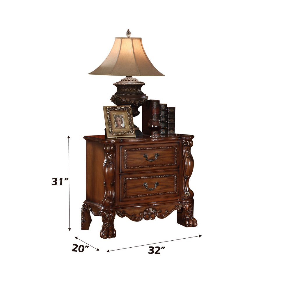 31" Brown Wood Carved Scrollwork Two Drawer Nightstand HomeRoots