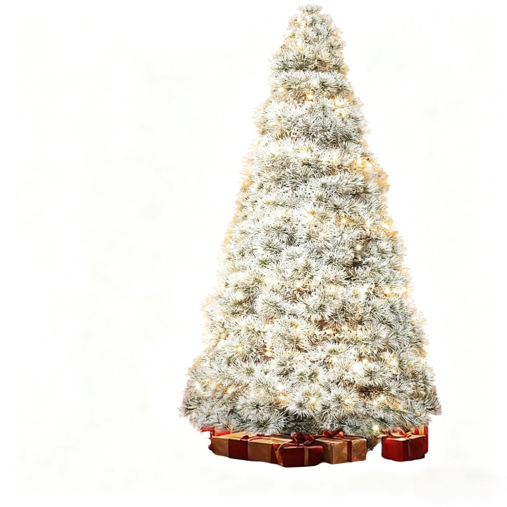 4.5' White Pre Lit Full Flocked Spruce Christmas Tree HomeRoots