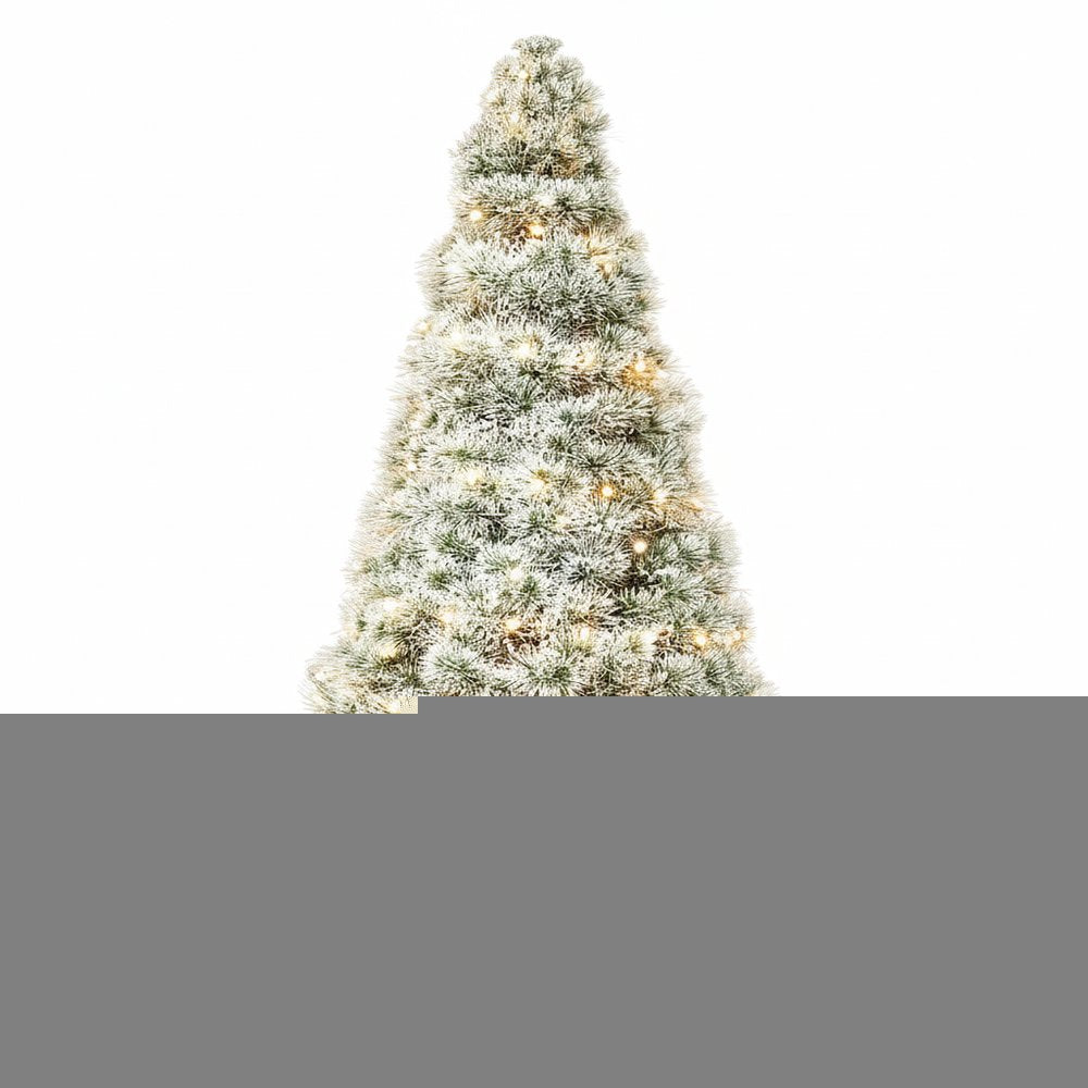 4.5' White Pre Lit Full Flocked Spruce Christmas Tree HomeRoots