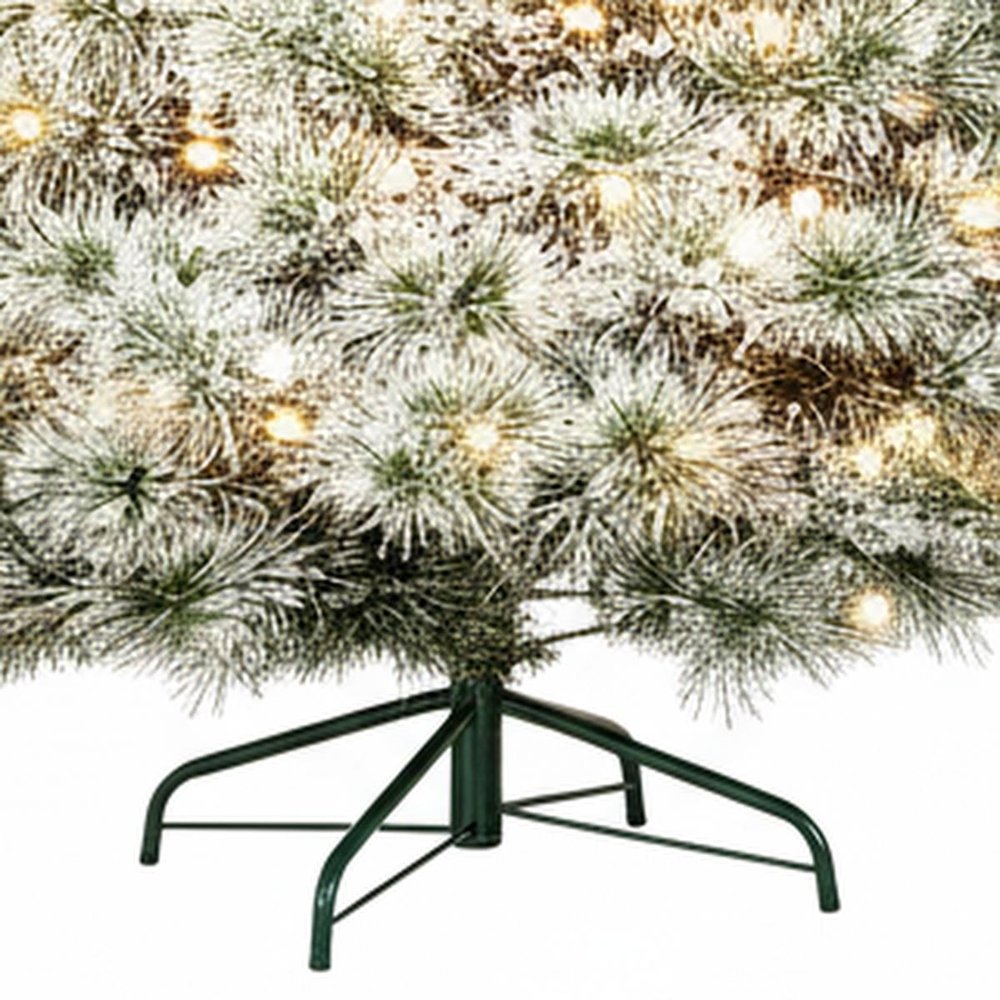 6' White Pre Lit Full Flocked Spruce Christmas Tree HomeRoots
