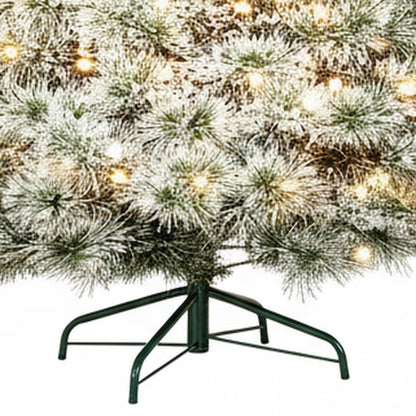 6' White Pre Lit Full Flocked Spruce Christmas Tree HomeRoots