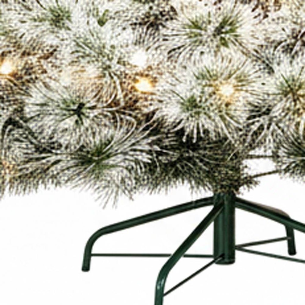 4.5' White Pre Lit Full Flocked Spruce Christmas Tree HomeRoots