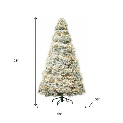 4.5' White Pre Lit Full Flocked Spruce Christmas Tree HomeRoots