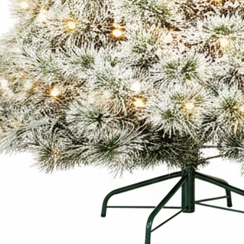 4.5' White Pre Lit Full Flocked Spruce Christmas Tree HomeRoots
