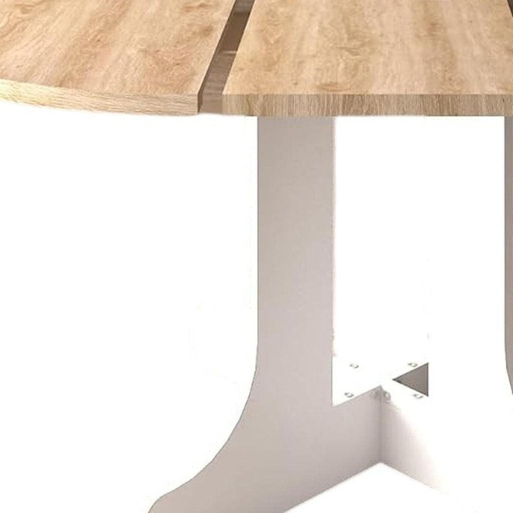 59" Brown and White Wood Oval Cross Legs Coffee Table HomeRoots