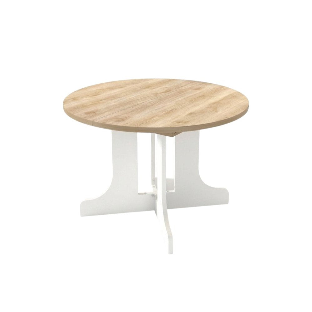 59" Brown and White Wood Oval Cross Legs Coffee Table HomeRoots