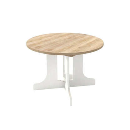 59" Brown and White Wood Oval Cross Legs Coffee Table HomeRoots