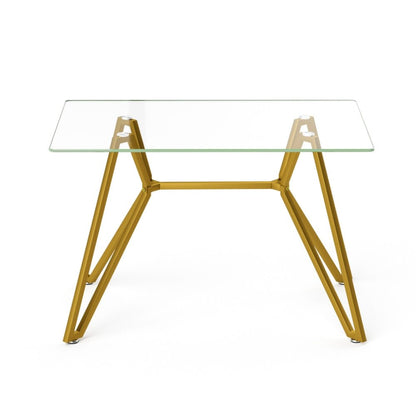 47" White and Gold Glass and Steel Trestle Coffee Table HomeRoots