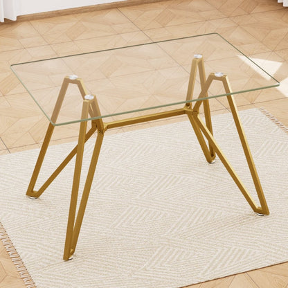 47" White and Gold Glass and Steel Trestle Coffee Table HomeRoots
