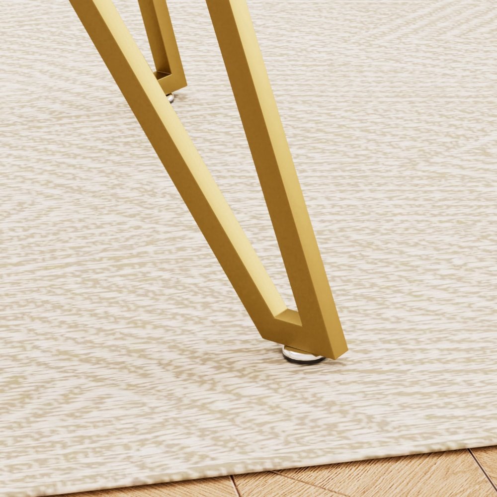 35" White and Gold Glass and Steel Square Trestle Coffee Table HomeRoots