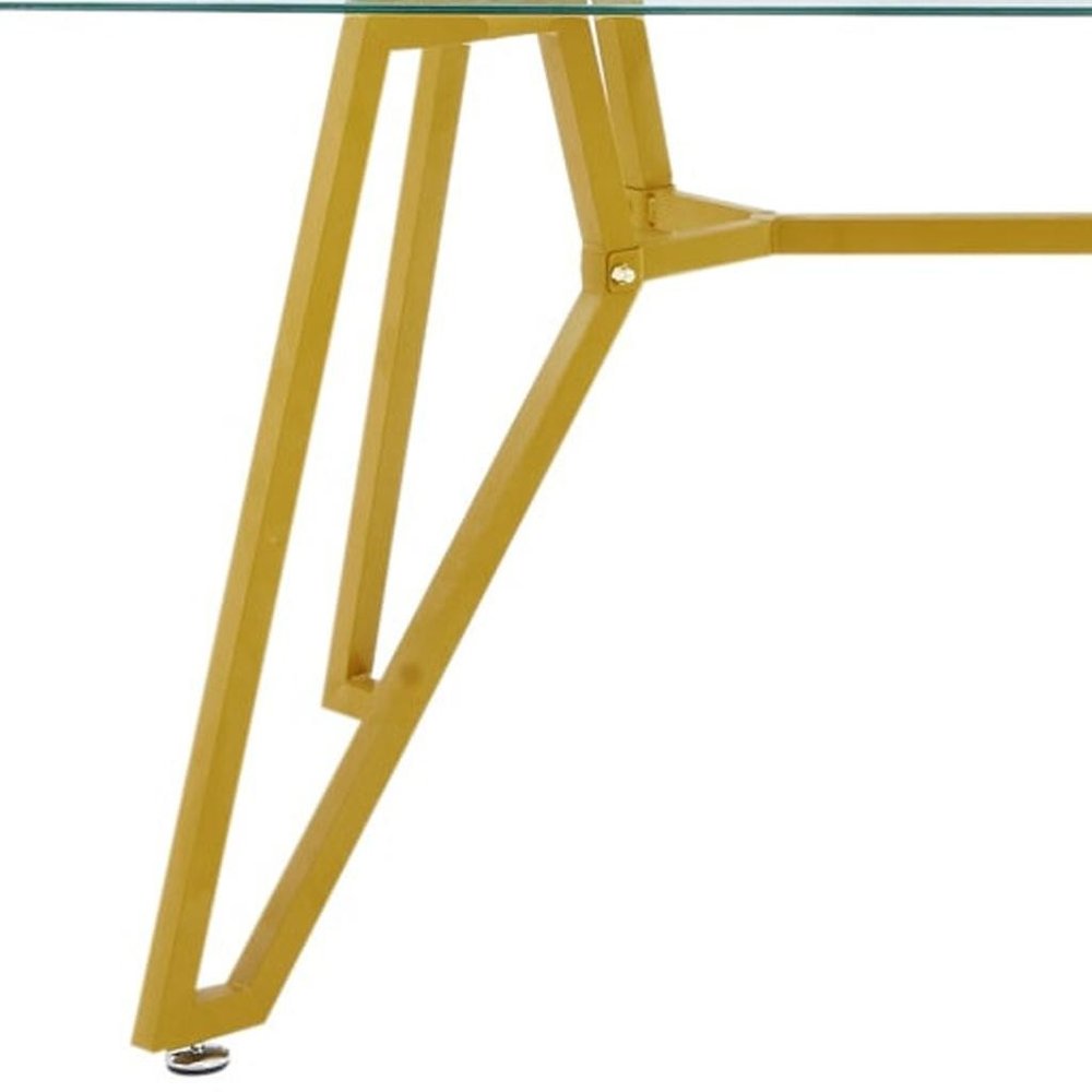 71" White and Gold Glass and Steel Trestle Coffee Table HomeRoots