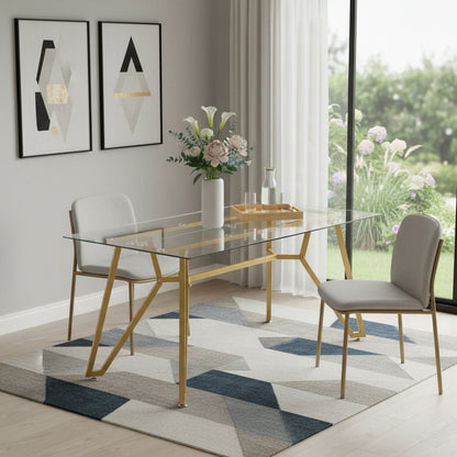 71" White and Gold Glass and Steel Trestle Coffee Table HomeRoots