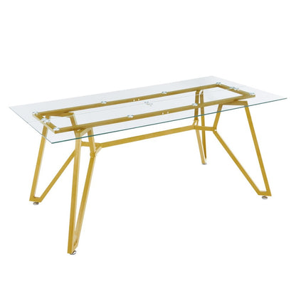 71" White and Gold Glass and Steel Trestle Coffee Table HomeRoots