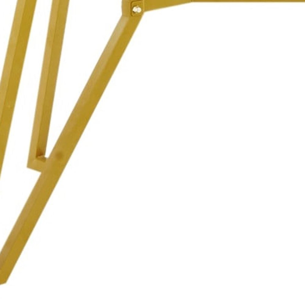 71" White and Gold Glass and Steel Trestle Coffee Table HomeRoots