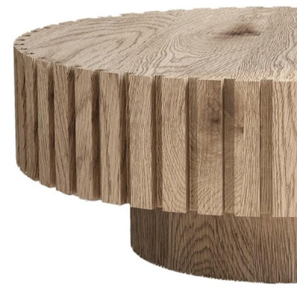 32" Natural Wood Round Pedestal Coffee Table