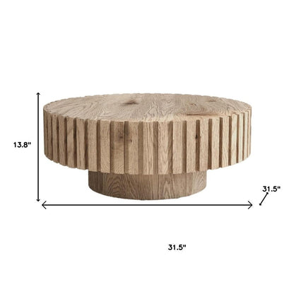 32" Natural Wood Round Pedestal Coffee Table HomeRoots