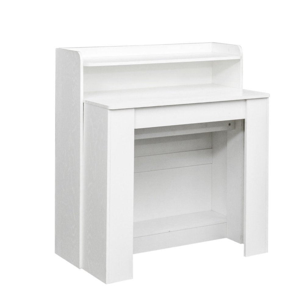 98" White Wood Floor Shelf Coffee Table HomeRoots