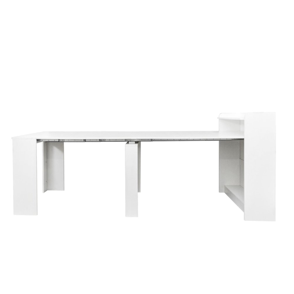 98" White Wood Floor Shelf Coffee Table HomeRoots