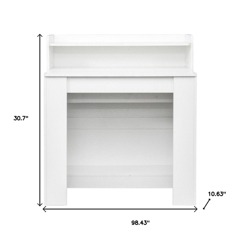 98" White Wood Floor Shelf Coffee Table HomeRoots