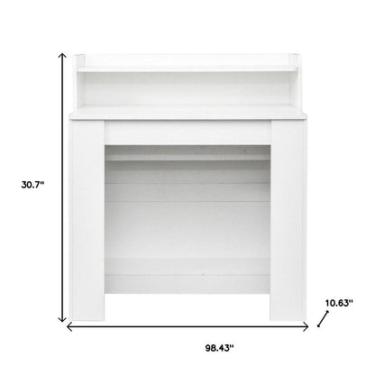 98" White Wood Floor Shelf Coffee Table HomeRoots