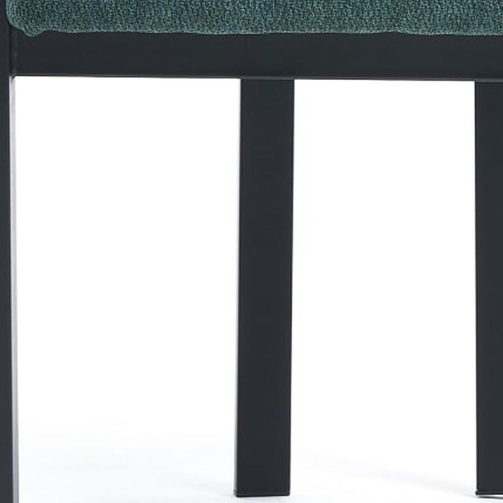 Set of Two Green and Black Chenille And Metal Partially Open Back Dining Side Chairs HomeRoots