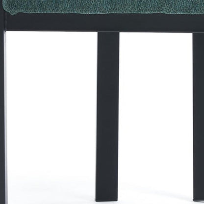 Set of Two Green and Black Chenille And Metal Partially Open Back Dining Side Chairs HomeRoots