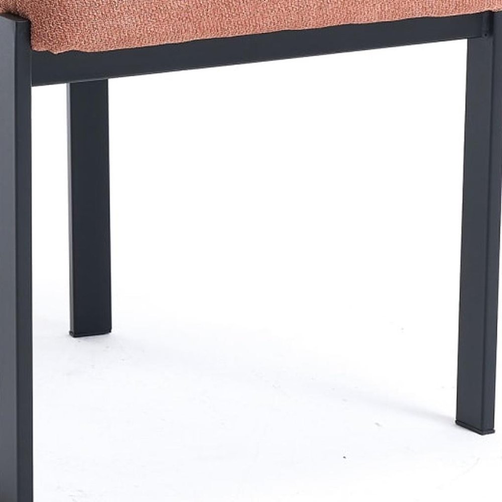 Set of Two Salmon and Black Chenille And Metal Partially Open Back Dining Side Chairs HomeRoots