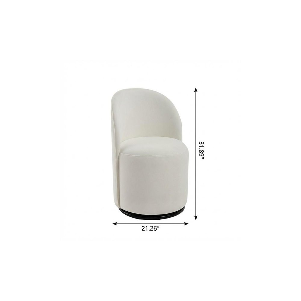 Cream and Black Velvet Curved Back Swivel Dining Arm Chair — view 3