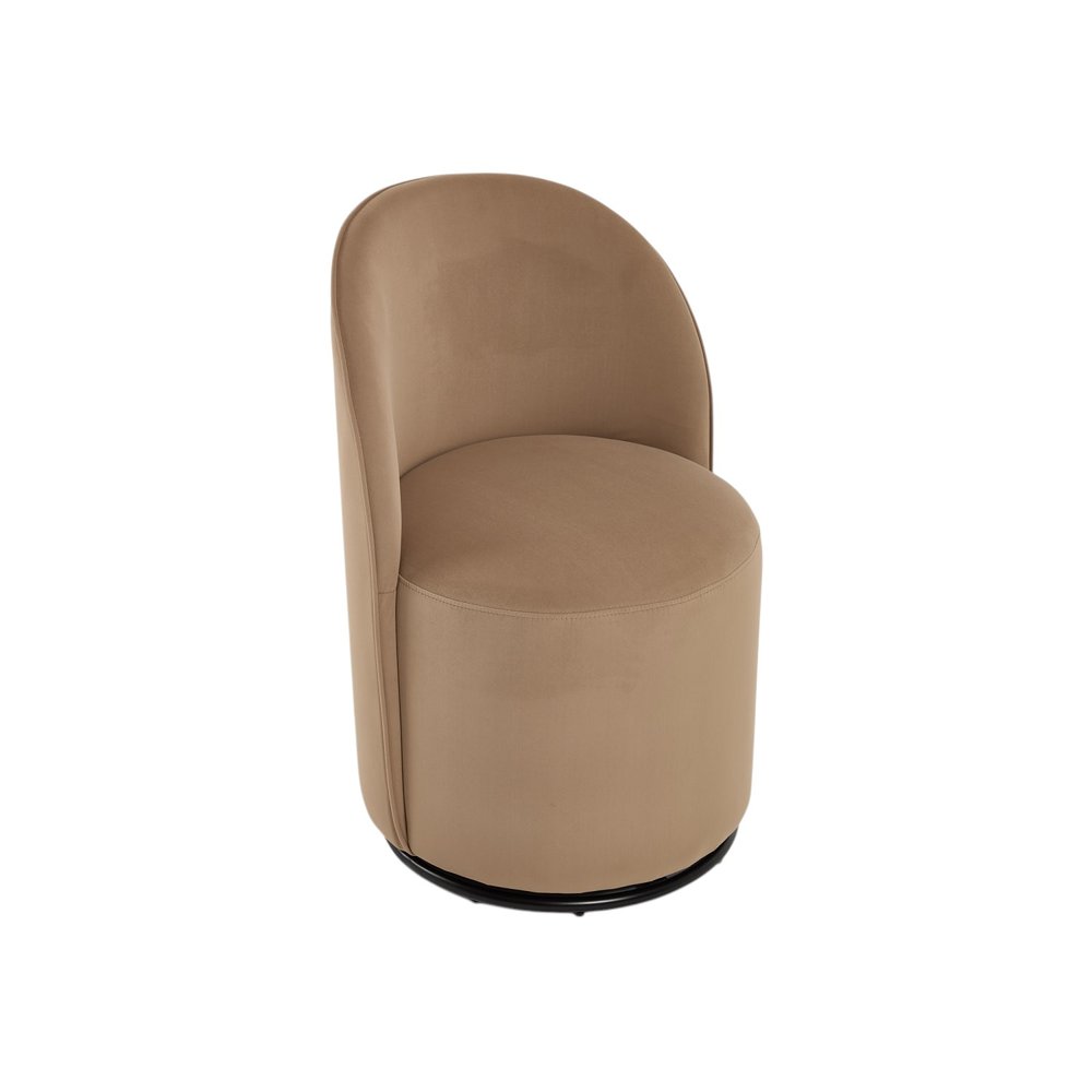 Cream and Black Velvet Curved Back Swivel Dining Arm Chair — view 12