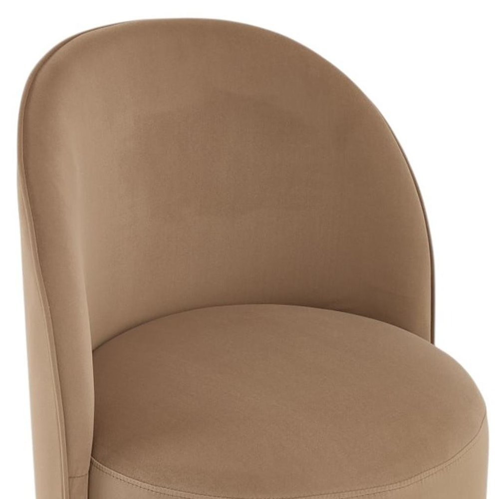 Cream and Black Velvet Curved Back Swivel Dining Arm Chair — view 15