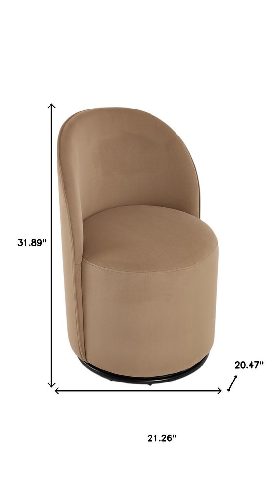 Cream and Black Velvet Curved Back Swivel Dining Arm Chair — view 13
