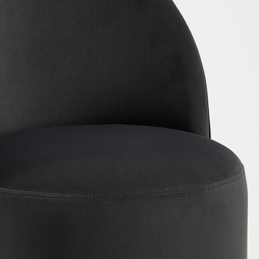 Black Velvet Curved Back Swivel Dining Arm Chair — view 3