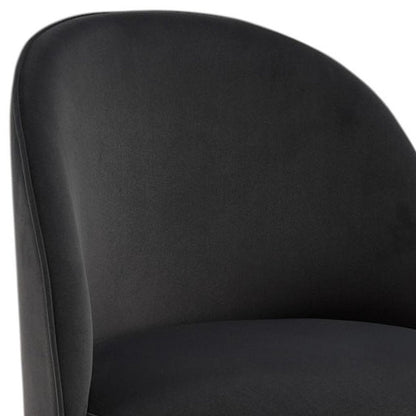 Black Velvet Curved Back Swivel Dining Arm Chair
