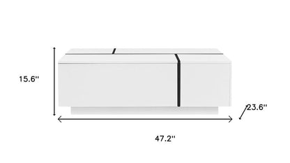 47" White Wood Extendable Coffee Table With Storage HomeRoots