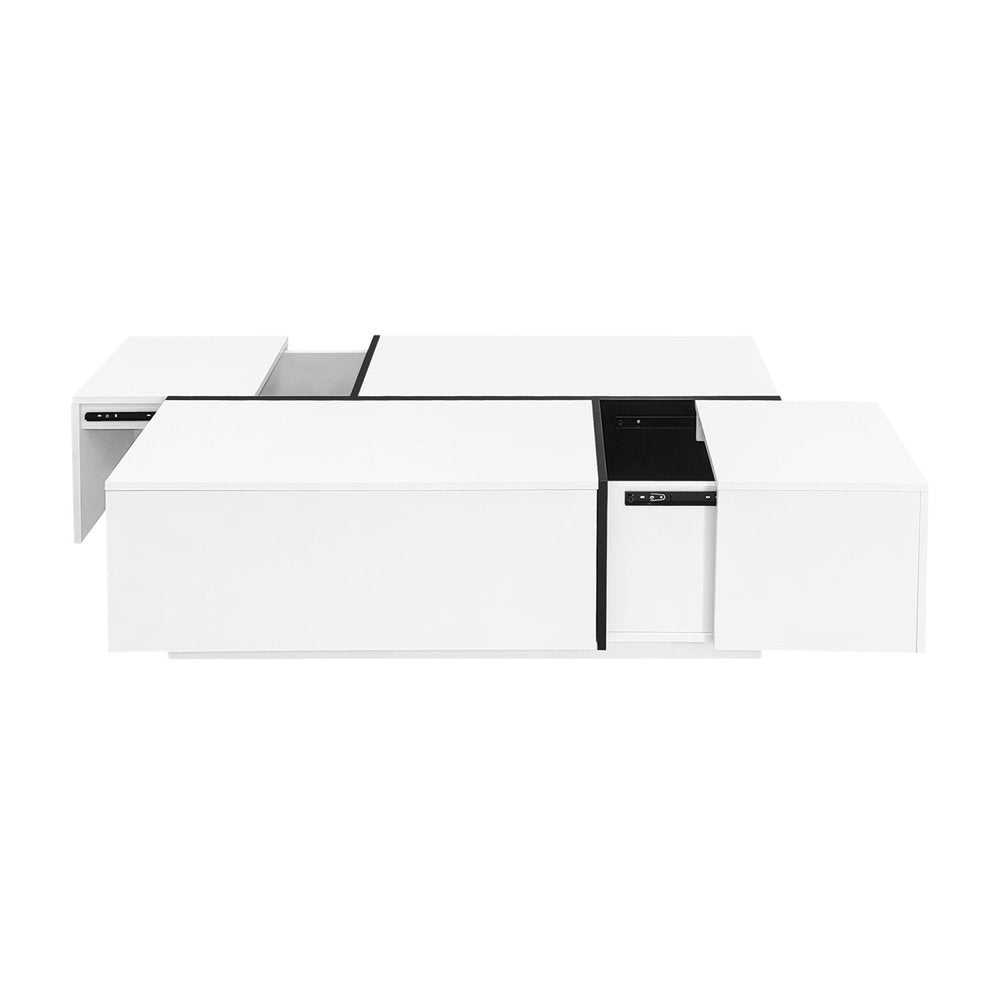 47" White Wood Extendable Coffee Table With Storage HomeRoots
