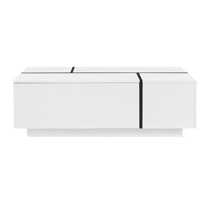 47" White Wood Extendable Coffee Table With Storage HomeRoots