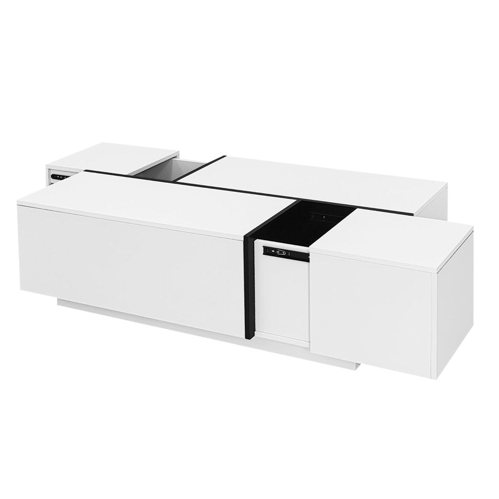 47" White Wood Extendable Coffee Table With Storage HomeRoots
