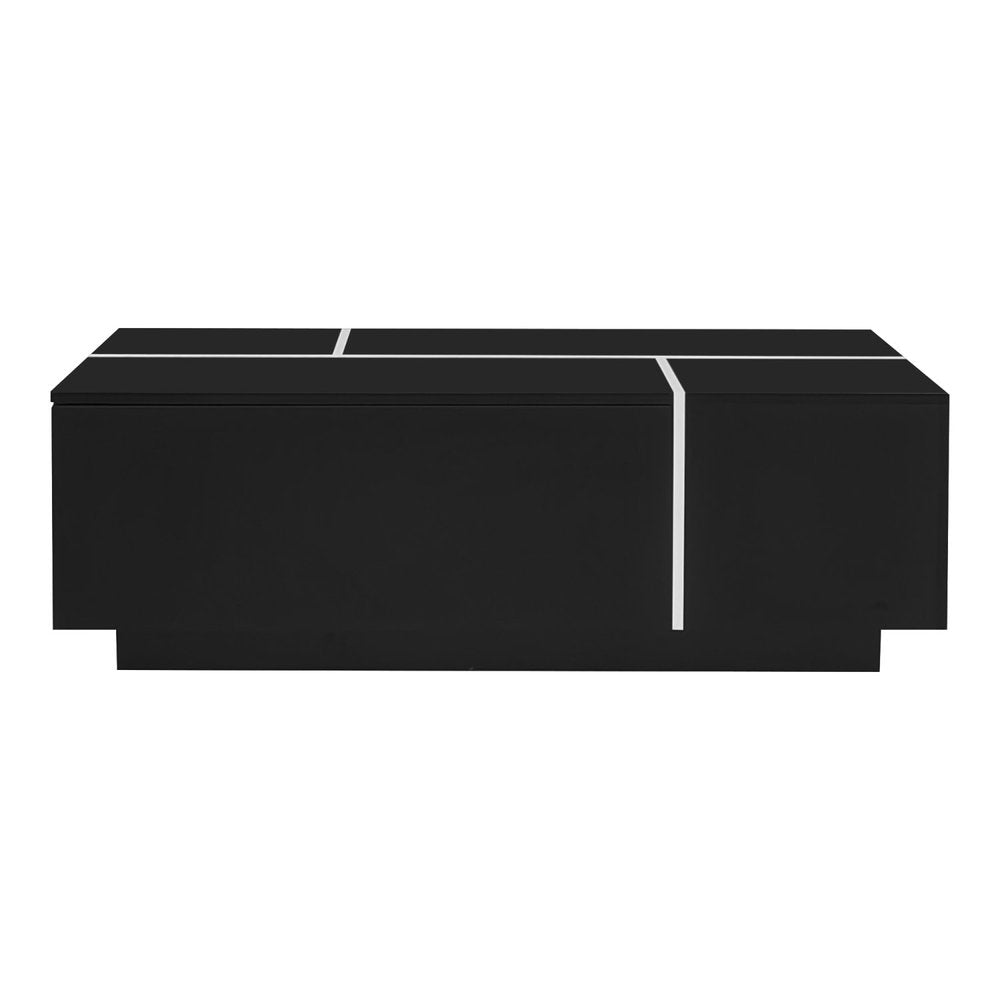 47" Black Wood Extendable Coffee Table With Storage HomeRoots