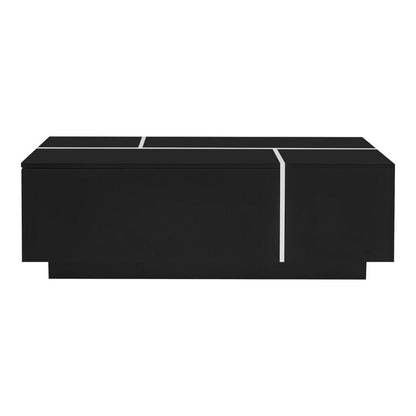 47" Black Wood Extendable Coffee Table With Storage HomeRoots