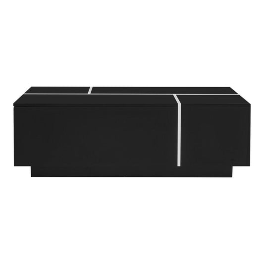 47" Black Wood Extendable Coffee Table With Storage HomeRoots