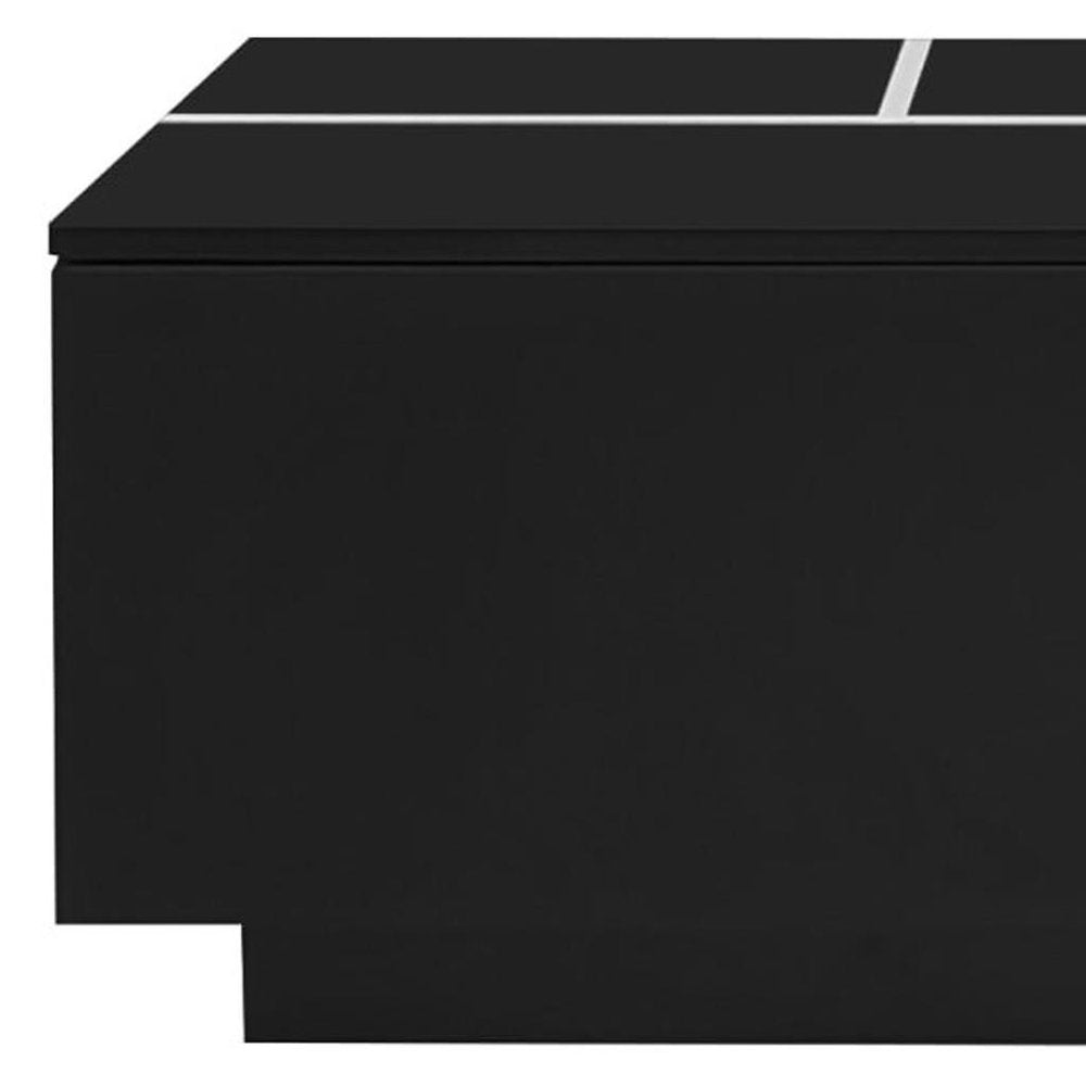 47" Black Wood Extendable Coffee Table With Storage HomeRoots
