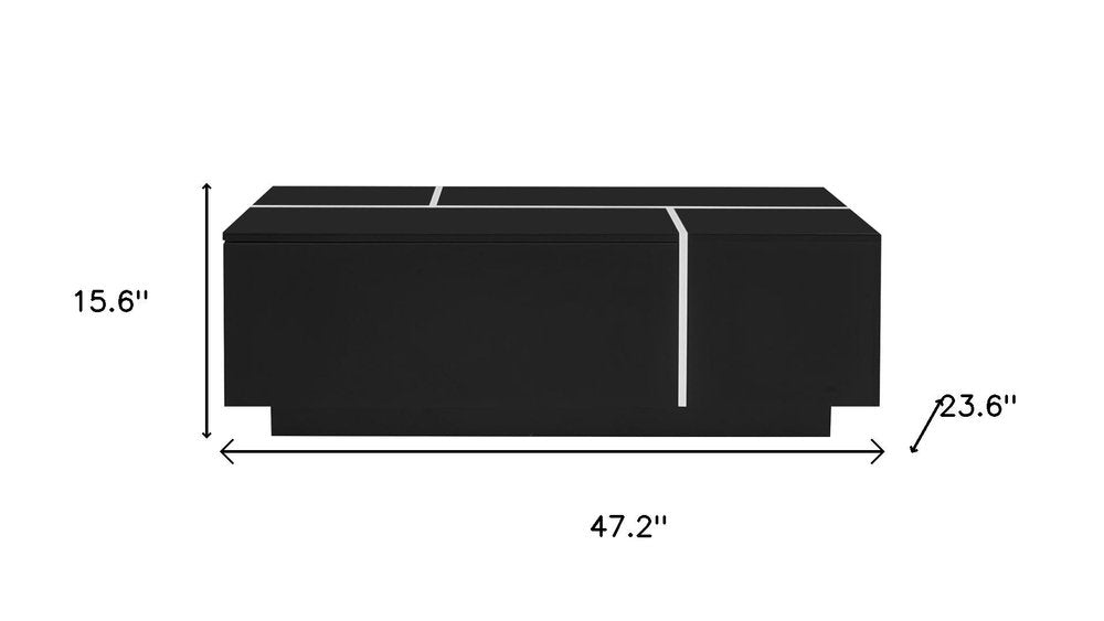 47" Black Wood Extendable Coffee Table With Storage HomeRoots