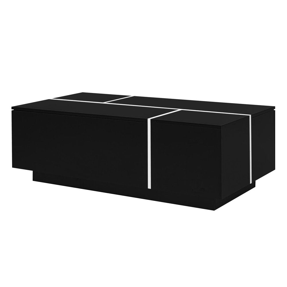 47" Black Wood Extendable Coffee Table With Storage HomeRoots