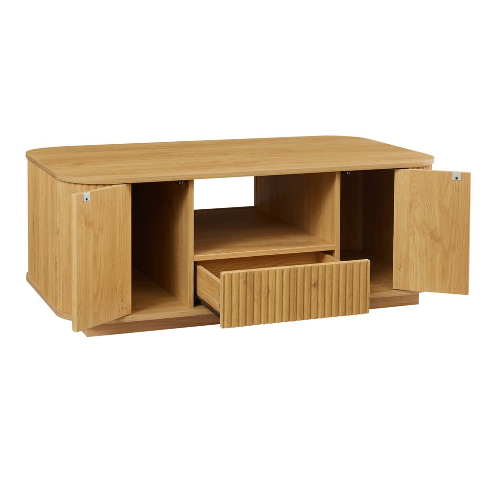 47" Natural Wood Oval Block Coffee Table With Storage HomeRoots