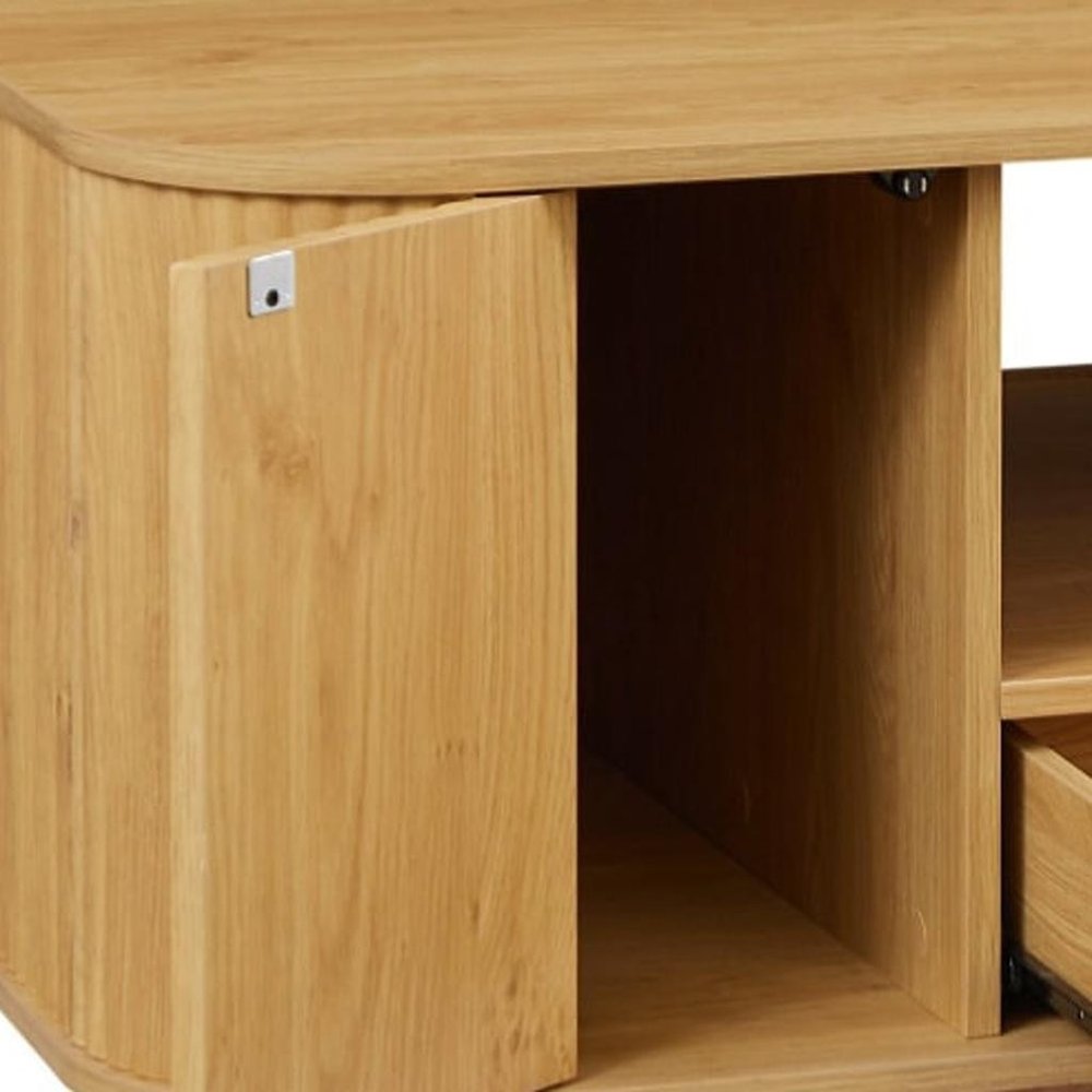 47" Natural Wood Oval Block Coffee Table With Storage HomeRoots